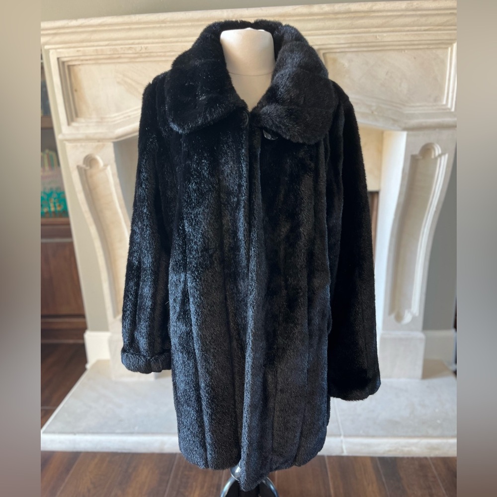 Dennis Basso Black faux fur coat